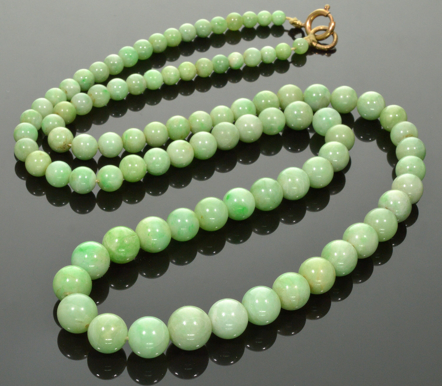 Antique Art Deco Jadeite Jade Bead Necklace 002791