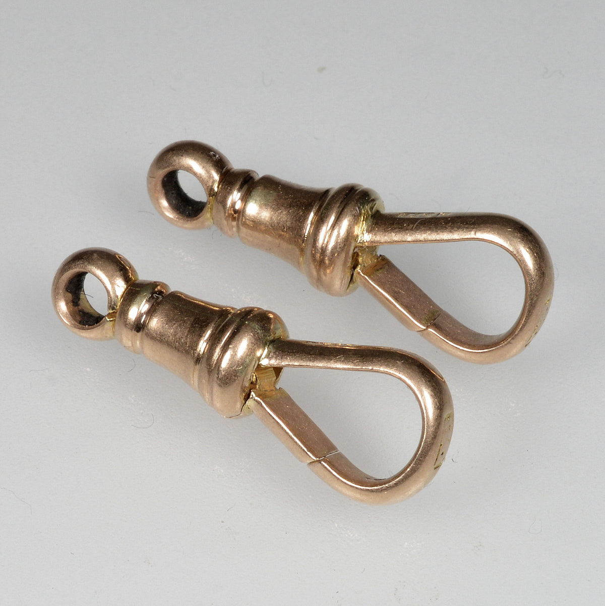 Victorian 9K Gold Set of 2 Large Dog Clip Clasps No Swivel 0412