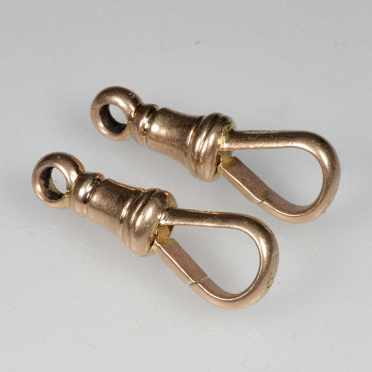 Victorian 9K Gold Set of 2 Large Dog Clip Clasps No Swivel 0412