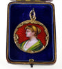 Antique Swiss Enamel Large Portrait Pendant Sterling C.1900