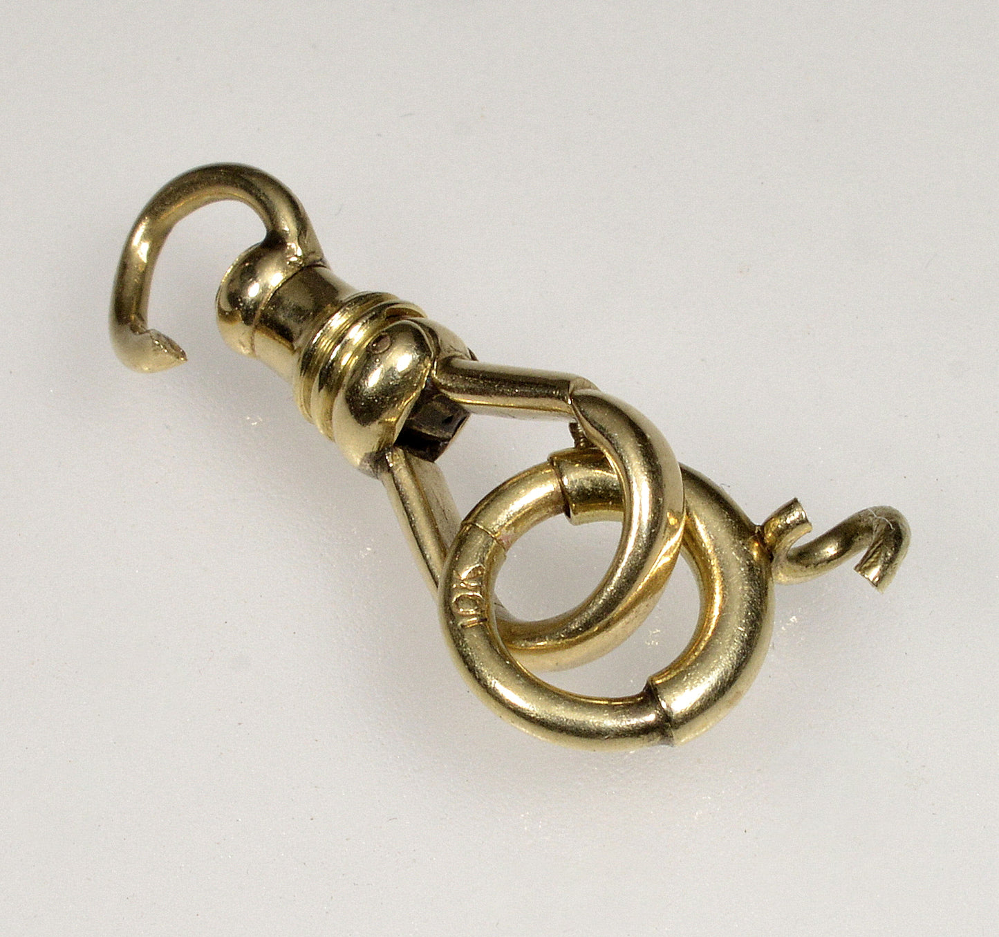 Victorian 10K Yellow Gold Dog Clip And Bolt Clasps Set For Pocket Watch Albert Chain 0400
