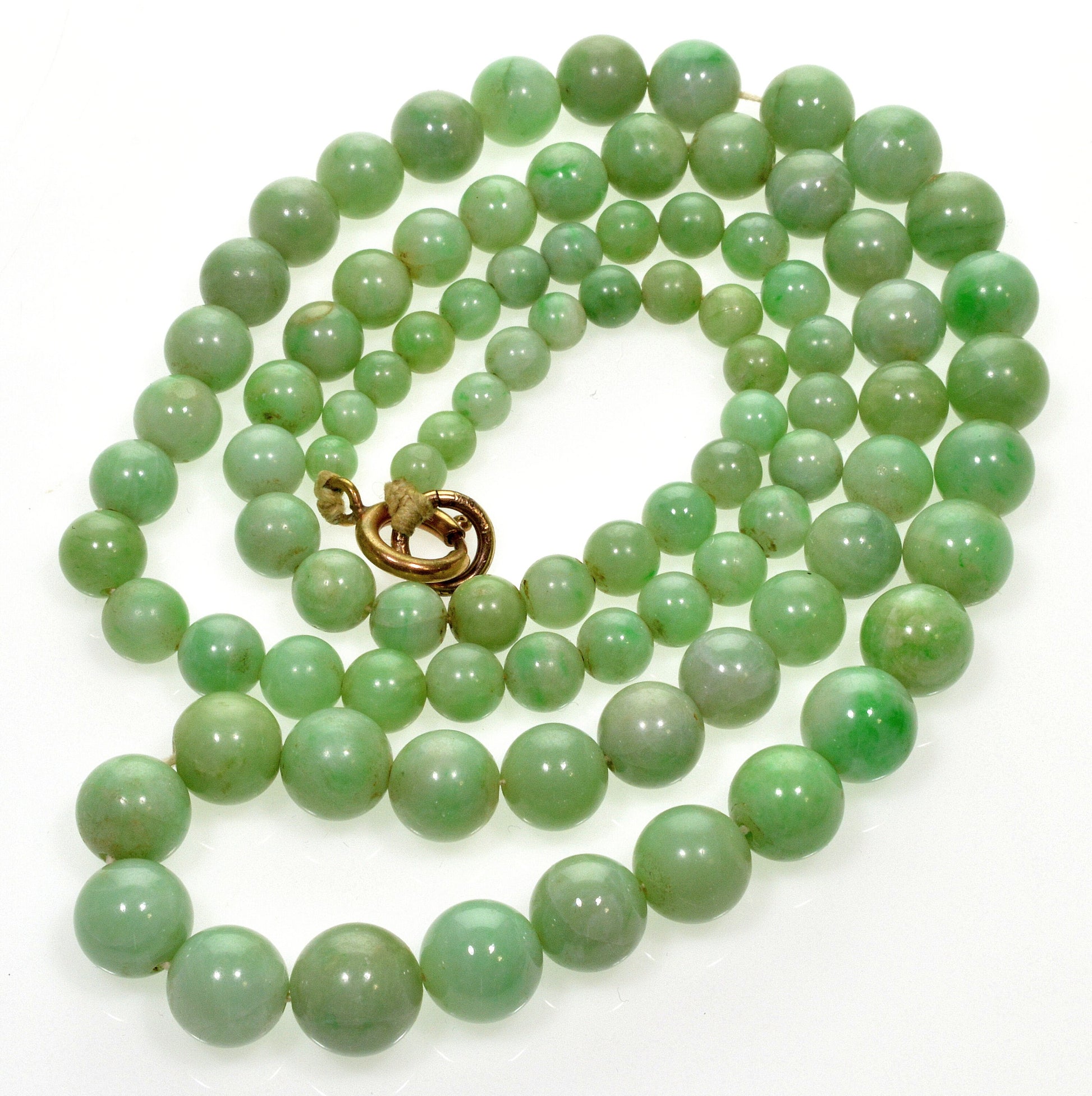 Antique Art Deco Jadeite Jade Bead Necklace 002791