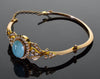 Antique Edwardian 15K Gold Turquoise Pearl Bangle Bracelet C.1900