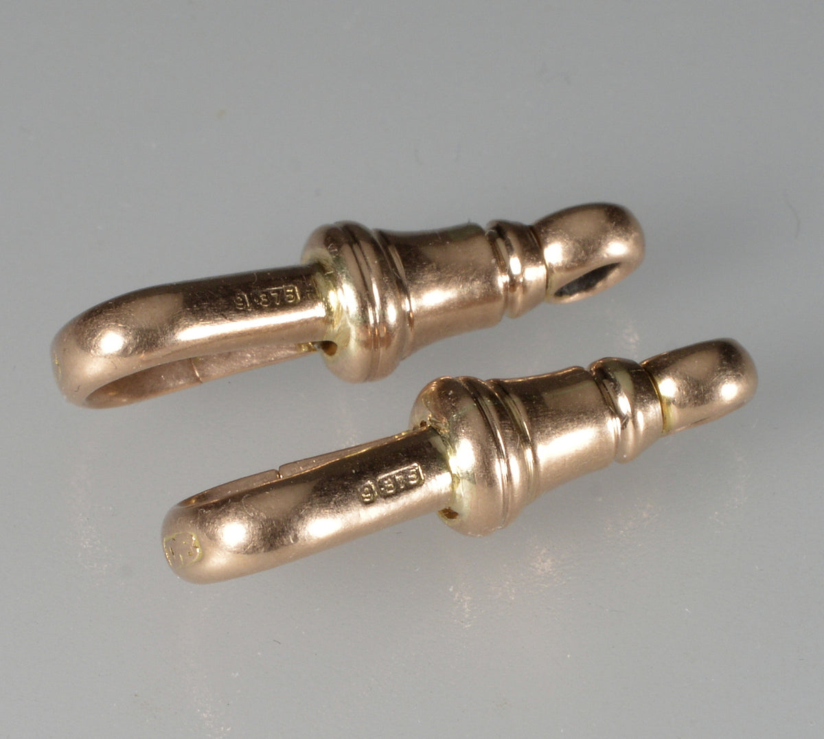 Victorian 9K Gold Set of 2 Large Dog Clip Clasps No Swivel 0412