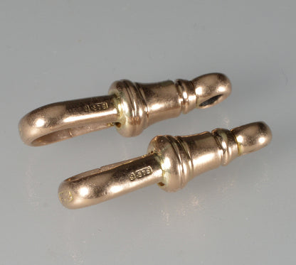 Victorian 9K Gold Set of 2 Large Dog Clip Clasps No Swivel 0412
