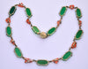 Antique Art Deco Chrysoprase Coral Sterling Necklace C.1920