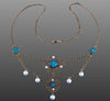 Antique Edwardian Marius Hammer Necklace Turquoise Enamel Vermeil Sterling C.1900
