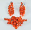 Antique Victorian Salmon Red Coral 10K Gold Earrings Brooch C.1860