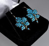 Victorian Turquoise 9K Gold Silver Leaf Earrings C.1890