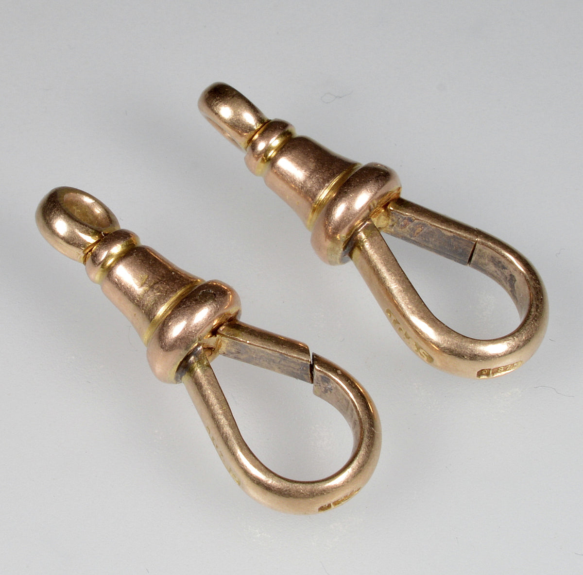 Victorian 9K Gold Set of 2 Large Dog Clip Clasps No Swivel 0413