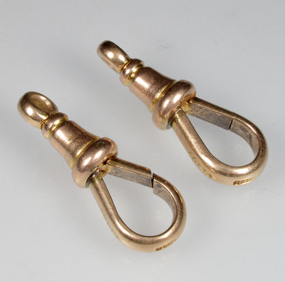Victorian 9K Gold Set of 2 Large Dog Clip Clasps No Swivel 0413