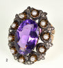 Antique Victorian 14K Gold Ring Amethyst Diamond Pearl C.1860