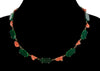 Antique Art Deco Chrysoprase Coral Sterling Necklace C.1920