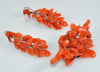 Antique Victorian Salmon Red Coral 10K Gold Earrings Brooch C.1860