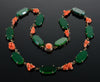 Antique Art Deco Chrysoprase Coral Sterling Necklace C.1920