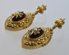 Antique Victorian 14K Gold Garnet Pearl Starburst Dangle Earrings C.1860