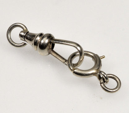 Victorian 10K White Gold Swivel Dog Clip And Bolt Clasp Set For Pocket Watch Albert Chain 0401