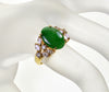 Estate 18K Gold Jadeite Jade Diamond Ring Size 8 1/4 Stamped AJF
