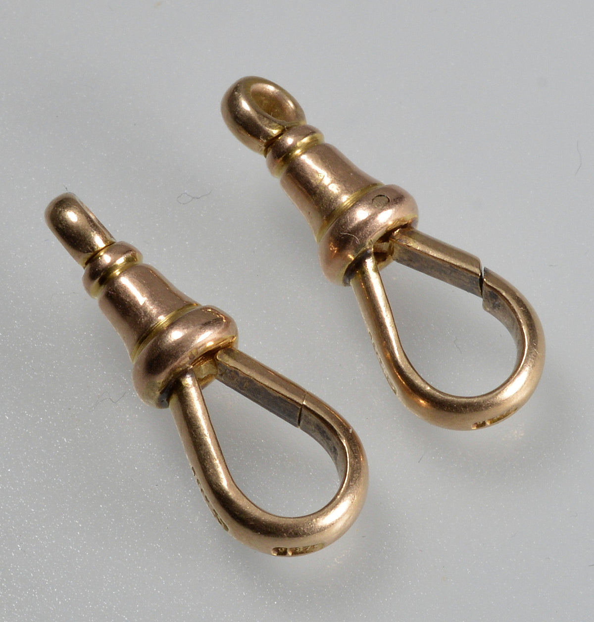 Victorian 9K Gold Set of 2 Large Dog Clip Clasps No Swivel 0413