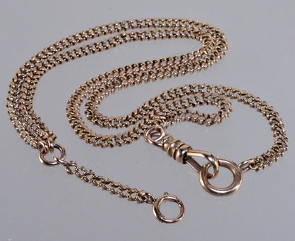 Antique Victorian 10K Gold Fancy Watch Chain Necklace C.1890 003876