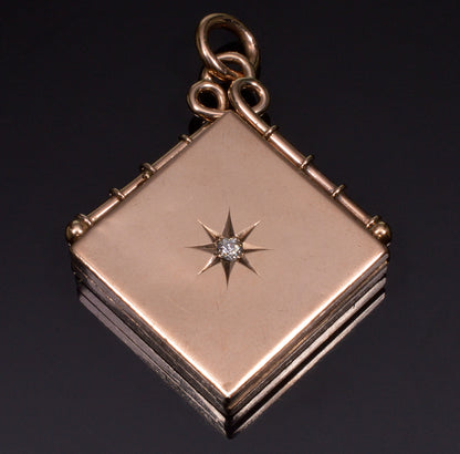 Antique Victorian 10K Gold Diamond Locket Pendant C.1890