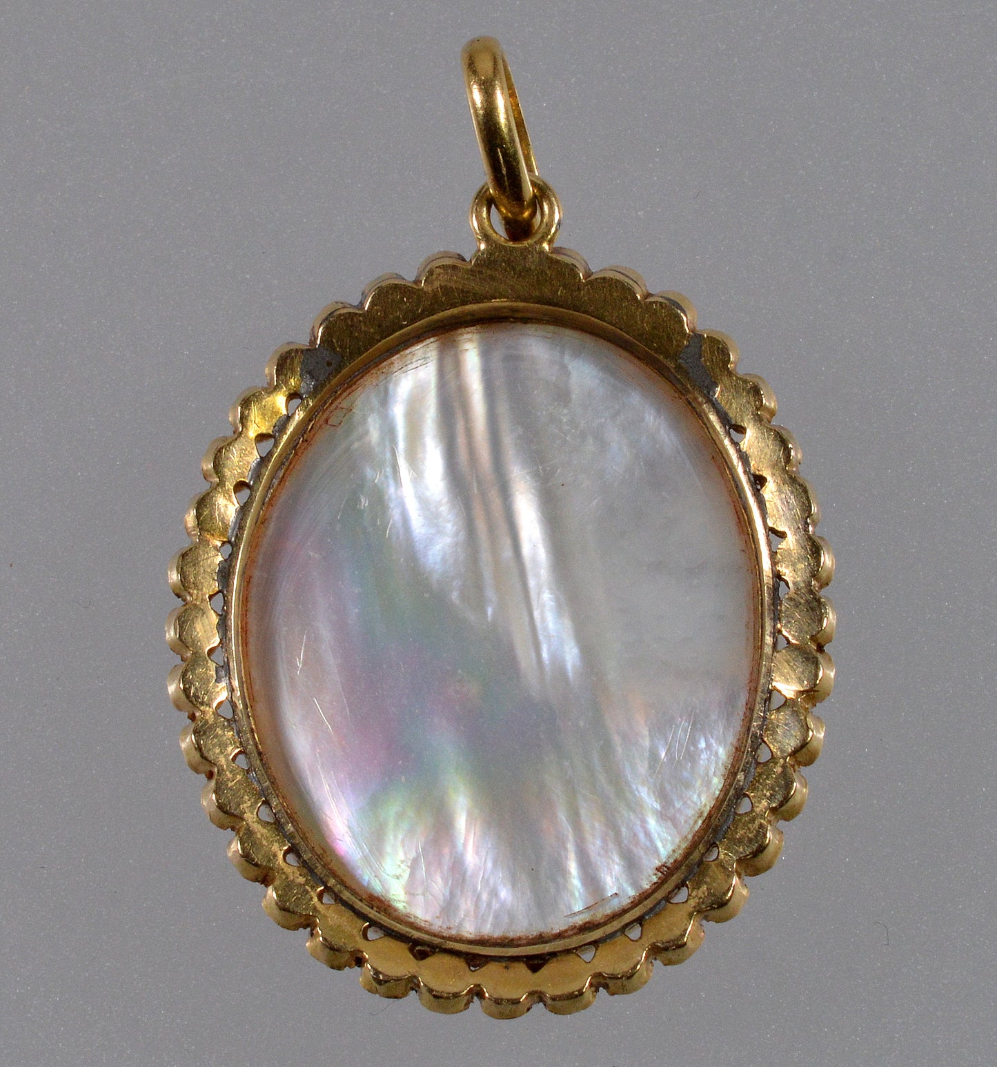 Antique Georgian 18K Gold Grisaille Enamel Pearl Pendant C.1790