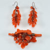 Antique Victorian Salmon Red Coral 10K Gold Earrings Brooch C.1860