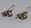 Victorian Turquoise 9K Gold Silver Leaf Earrings C.1890