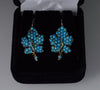 Victorian Turquoise 9K Gold Silver Leaf Earrings C.1890