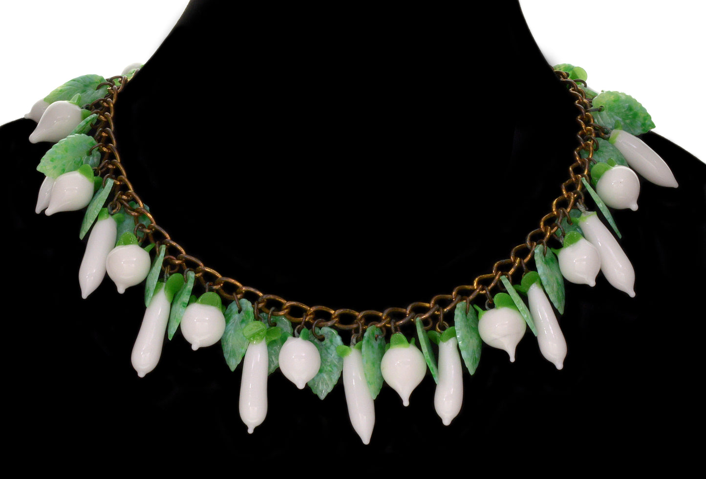 Antique French Poured Glass Chain Necklace C.1920