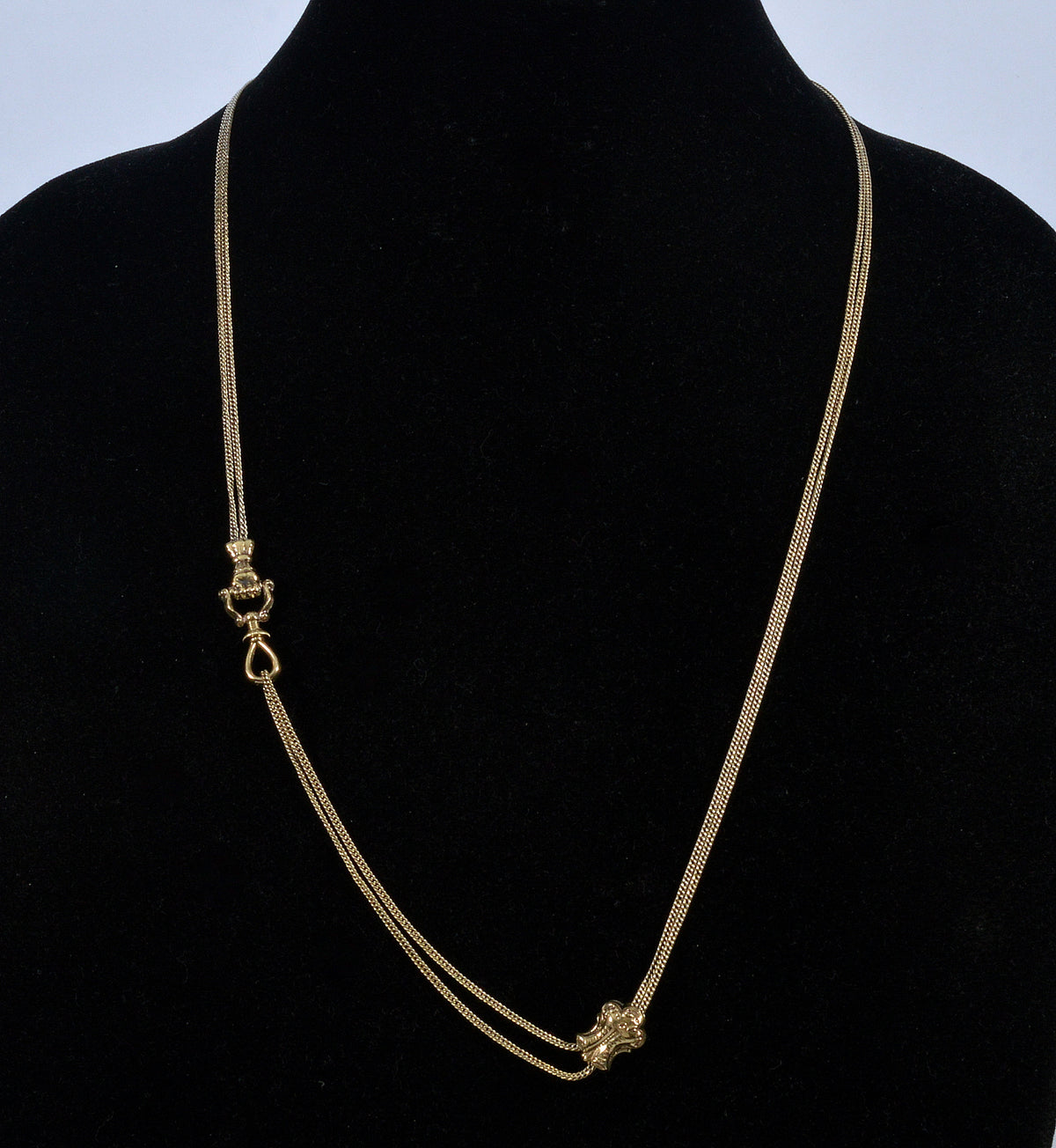 Antique Georgian 14K 10K Gold Hand Fist Necklace Slide Guard Chain C.1820 004136