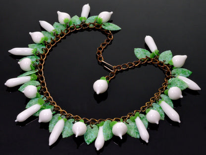 Antique French Poured Glass Chain Necklace C.1920