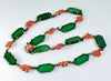 Antique Art Deco Chrysoprase Coral Sterling Necklace C.1920