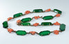Antique Art Deco Chrysoprase Coral Sterling Necklace C.1920