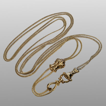 Antique Georgian 14K 10K Gold Hand Fist Necklace Slide Guard Chain C.1820 004136