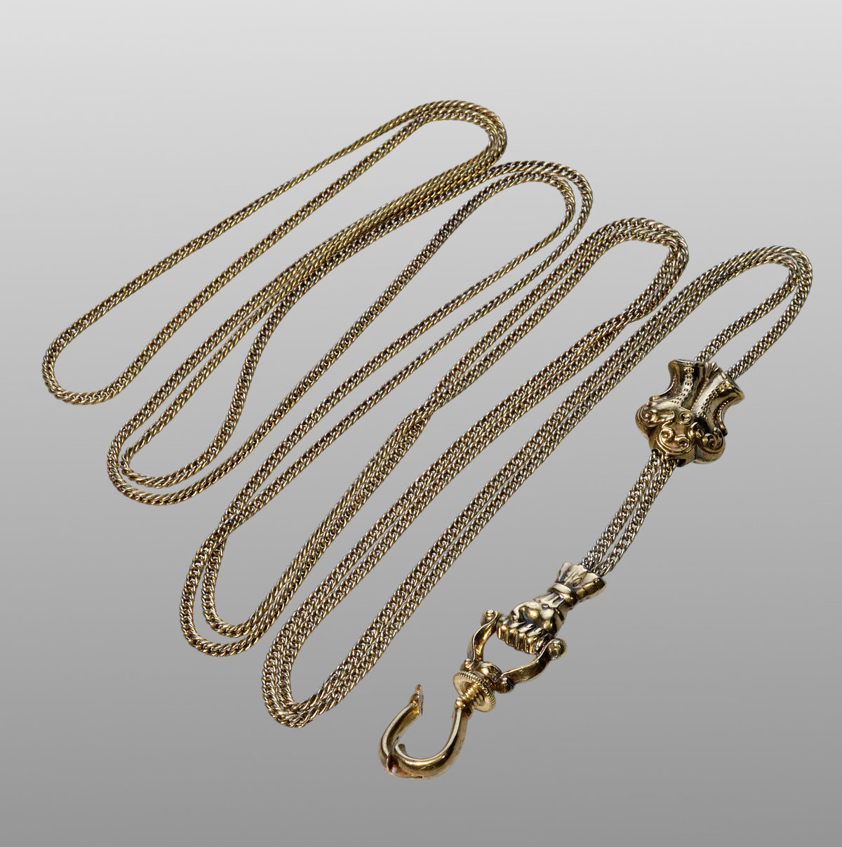Antique Georgian 14K 10K Gold Hand Fist Necklace Slide Guard Chain C.1820 004136