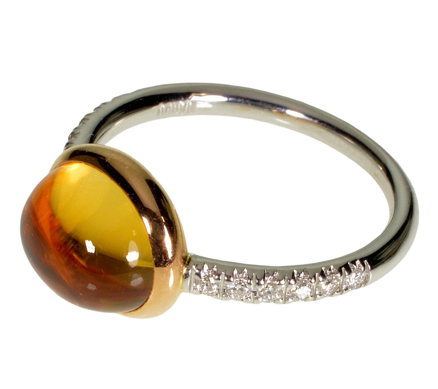 Mimi Milano Italian 18K Gold Diamond Citrine Ring Size 6 3/4