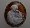 Antique Victorian Sibilla Persica Cameo Brooch 18K Gold Carnelian Shell C.1850