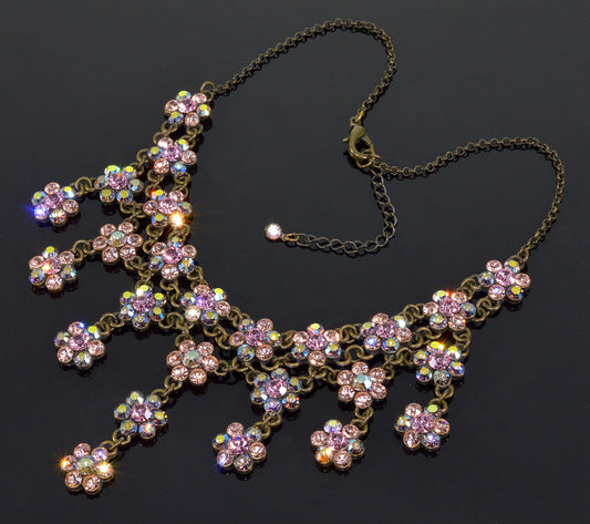 Vintage Aurora Borealis Necklace Signed By Bior C.1980