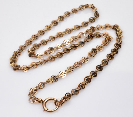 Antique Victorian 10K Gold Fancy Link Chain Necklace C.1890 003663