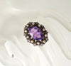 Antique Victorian 14K Gold Ring Amethyst Diamond Pearl C.1860