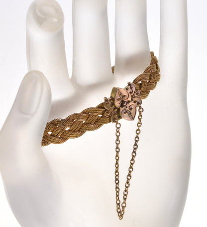 Antique Victorian 14K Gold Etruscan Revival Braided Bracelet C.1890