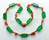 Antique Art Deco Chrysoprase Coral Sterling Necklace C.1920