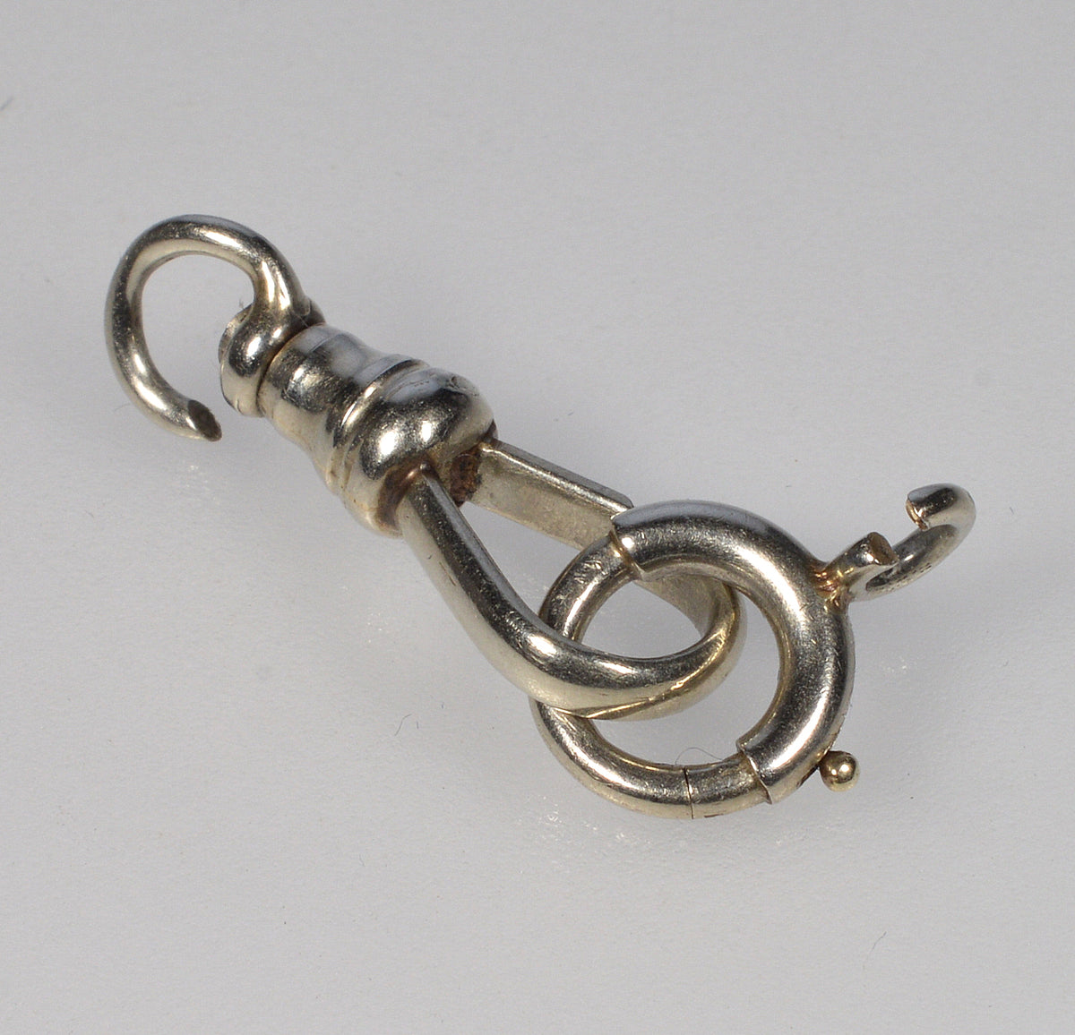 Victorian 14K White Gold Swivel Dog Clip & Bolt Clasp Set 0418