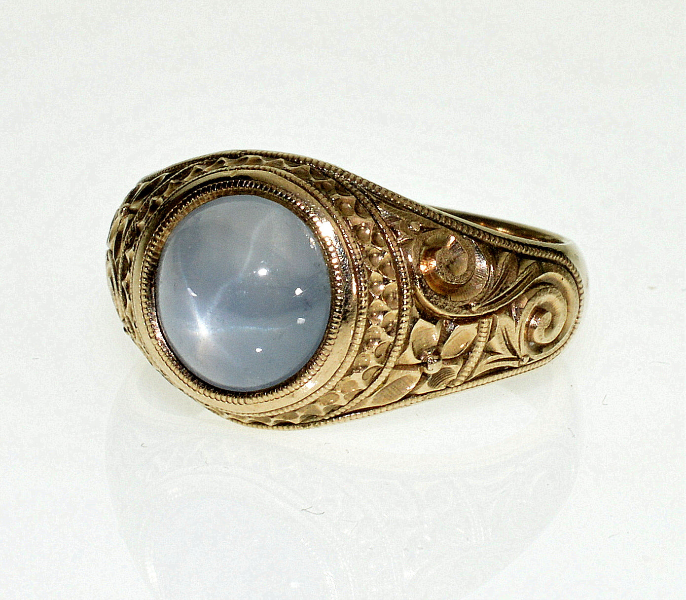 Antique Edwardian Star Sapphire 14K Gold Ring Size 6 3/4 C.1900