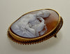 Antique Victorian Sibilla Cameo Brooch 18K Gold Carnelian Shell C.1850