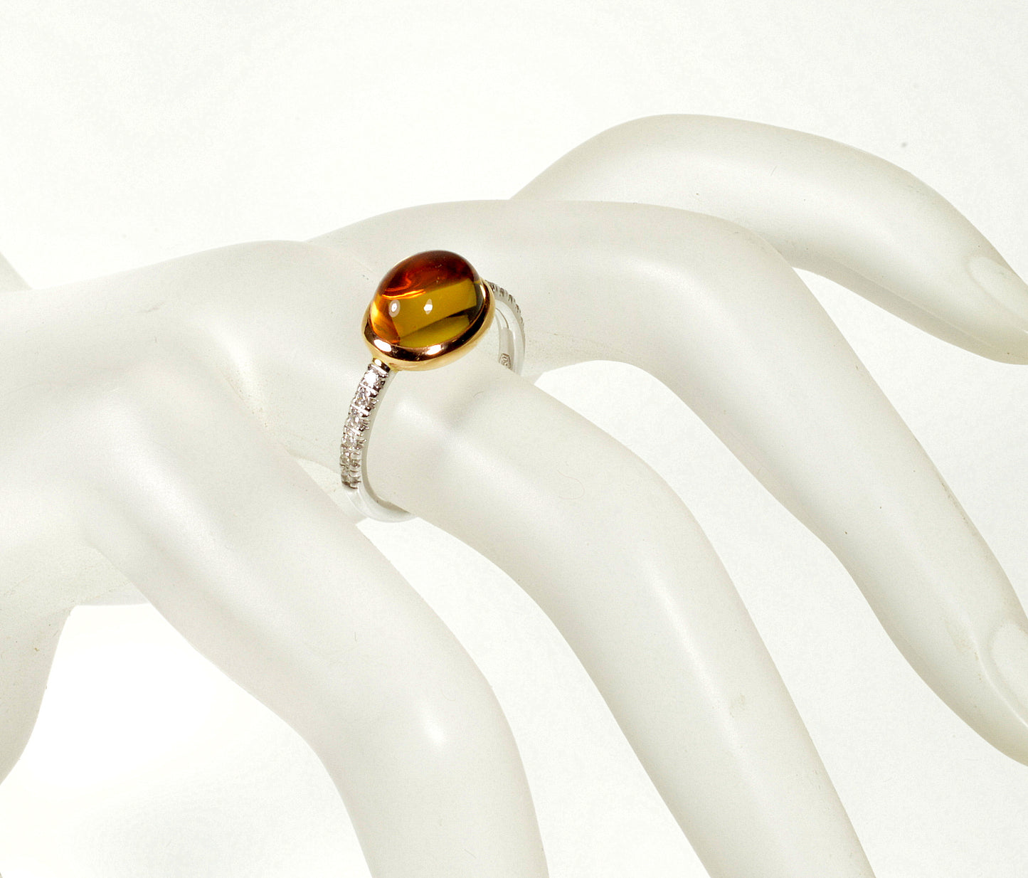 Mimi Milano Italian 18K Gold Diamond Citrine Ring Size 6 3/4