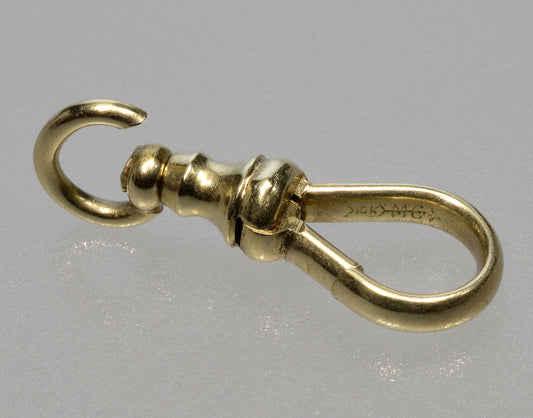 Victorian 10K Yellow Gold Dog Clip Clasp For Pocket Watch Albert Chain 0370