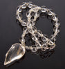 Rock Crystal Rutilated Quartz Leaf Pendant Necklace C.1950