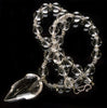 Rock Crystal Rutilated Quartz Leaf Pendant Necklace C.1950